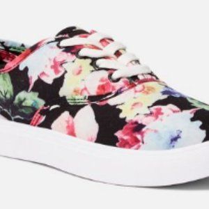 Floral over black casual sneaker,  7.5  'breanne'